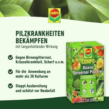 Preview: COMPO Duaxo Universal Pilz-frei 150 ml, Fungizid, Bekämpfung von Pilzkrankheiten an Obst, Gemüse, Zierpflanzen, Kräutern, Konzentrat inkl. Messbecher